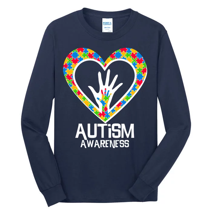 Autism Awareness Holding Hands Heart Puzzle Tall Long Sleeve T-Shirt