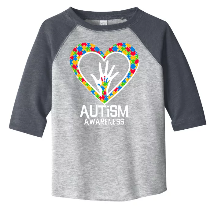 Autism Awareness Holding Hands Heart Puzzle Toddler Fine Jersey T-Shirt