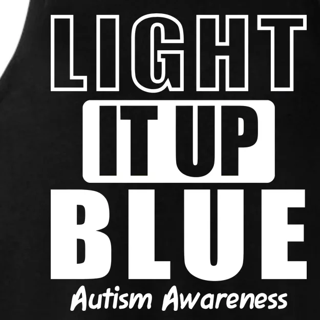 Autism Awareness Light It Up Blue Text Logo Ladies Tri-Blend Wicking Tank