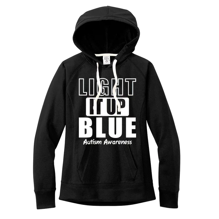 Autism Awareness Light It Up Blue Text Logo Women's Fleece Hoodie