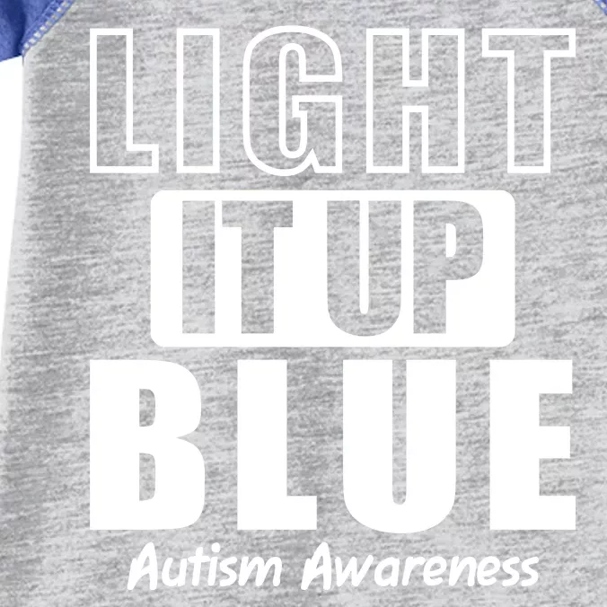 Autism Awareness Light It Up Blue Text Logo Infant Baby Jersey Bodysuit