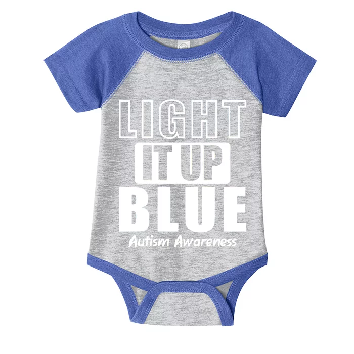 Autism Awareness Light It Up Blue Text Logo Infant Baby Jersey Bodysuit