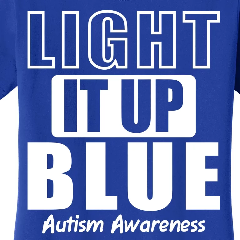 Autism Awareness Light It Up Blue Text Logo Women's T-Shirt