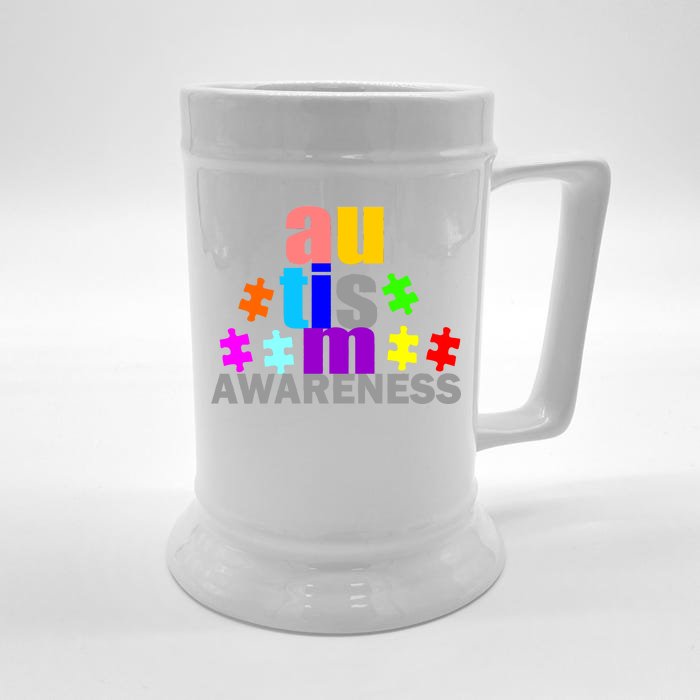 Autism Awareness Logo Front & Back Beer Stein