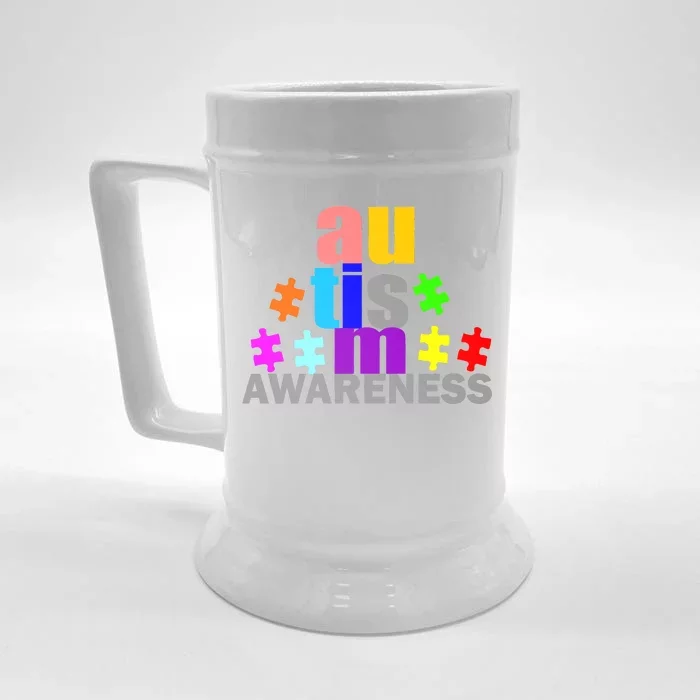 Autism Awareness Logo Front & Back Beer Stein