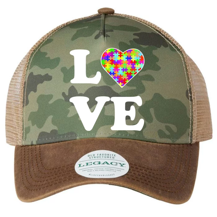 Autism Awareness Love Heart Puzzle Pieces Legacy Tie Dye Trucker Hat