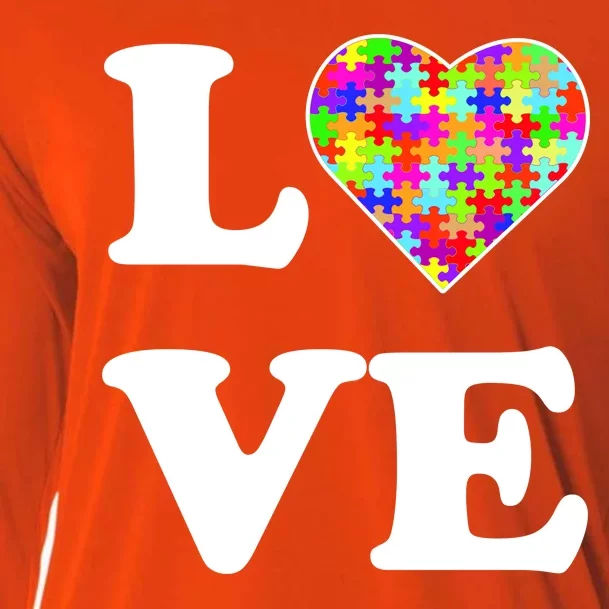 Autism Awareness Love Heart Puzzle Pieces Cooling Performance Long Sleeve Crew