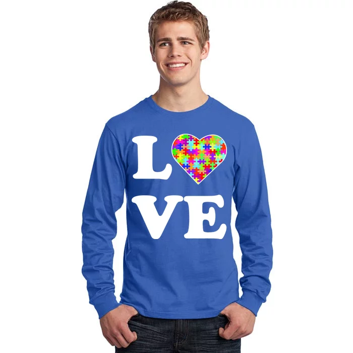 Autism Awareness Love Heart Puzzle Pieces Tall Long Sleeve T-Shirt