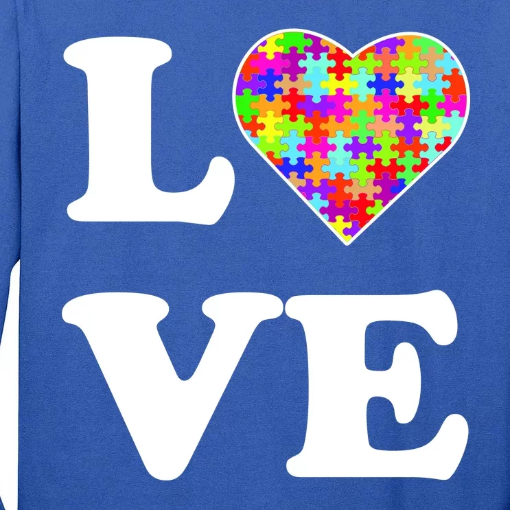 Autism Awareness Love Heart Puzzle Pieces Tall Long Sleeve T-Shirt