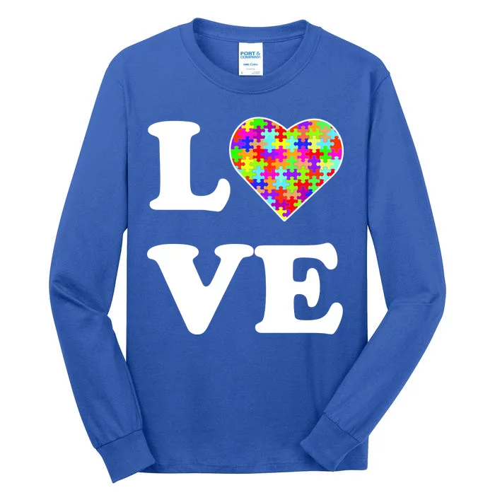 Autism Awareness Love Heart Puzzle Pieces Tall Long Sleeve T-Shirt