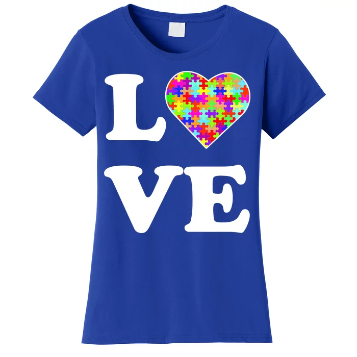 Autism Awareness Love Heart Puzzle Pieces Women's T-Shirt