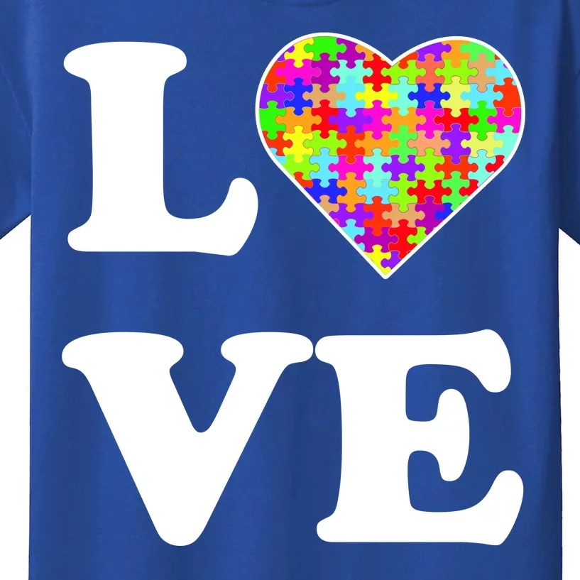 Autism Awareness Love Heart Puzzle Pieces Kids T-Shirt