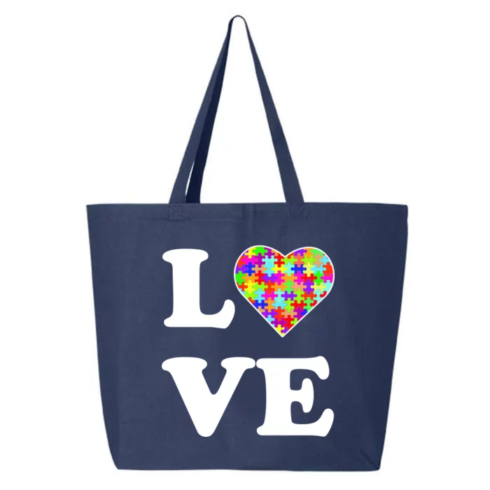 Autism Awareness Love Heart Puzzle Pieces 25L Jumbo Tote