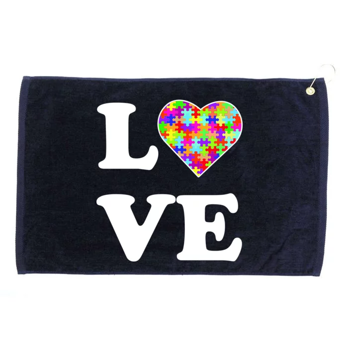 Autism Awareness Love Heart Puzzle Pieces Grommeted Golf Towel