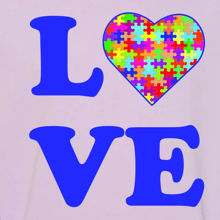 Autism Awareness Love Heart Puzzle Pieces Garment-Dyed Sweatshirt