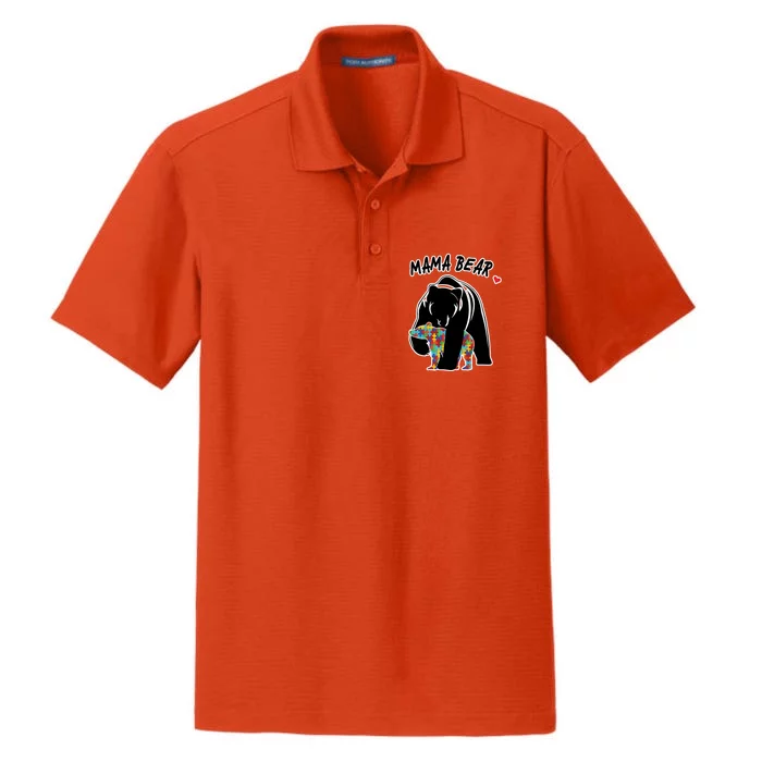 Autism Awareness Moma Bear Dry Zone Grid Performance Polo