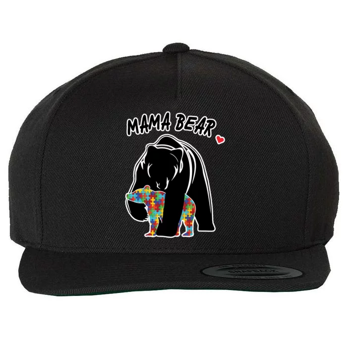 Autism Awareness Moma Bear Wool Snapback Cap