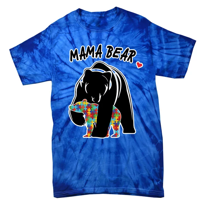 Autism Awareness Moma Bear Tie-Dye T-Shirt