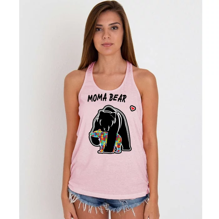 Autism Awareness Moma Bear Women's Knotted Racerback Tank