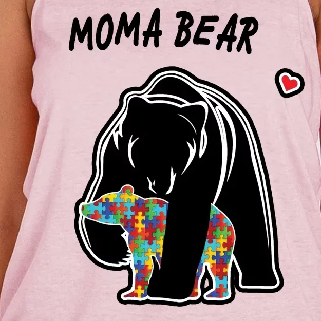 Autism Awareness Moma Bear Women's Knotted Racerback Tank