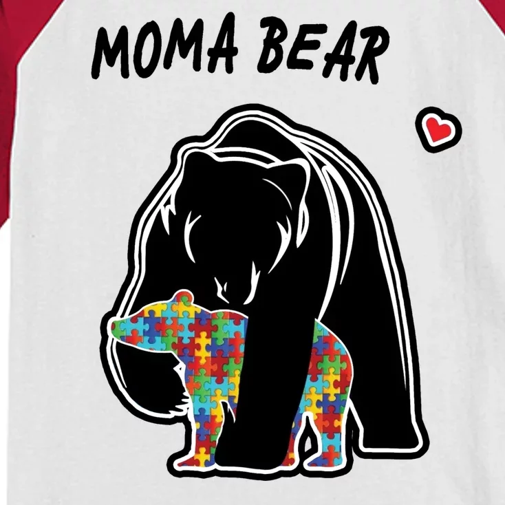 Autism Awareness Moma Bear Kids Colorblock Raglan Jersey