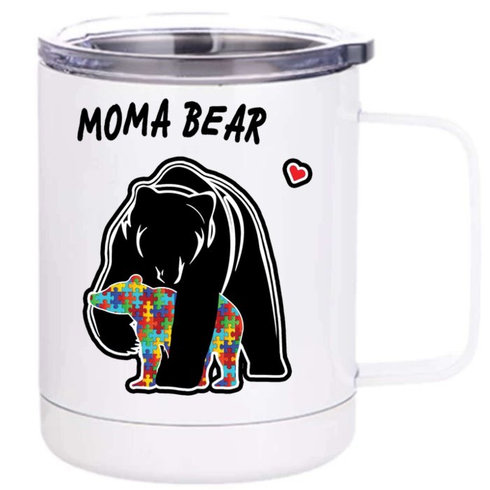 Autism Awareness Moma Bear Front & Back 12oz Stainless Steel Tumbler Cup