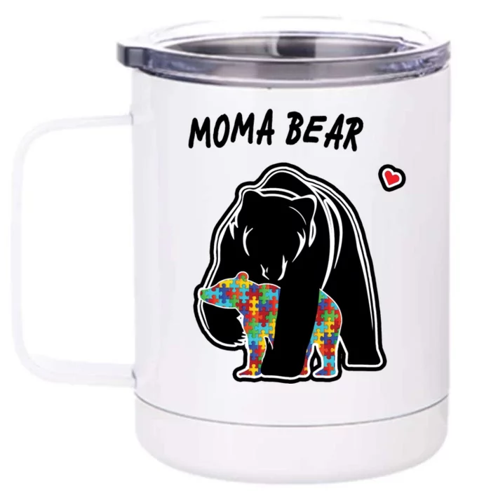 Autism Awareness Moma Bear Front & Back 12oz Stainless Steel Tumbler Cup