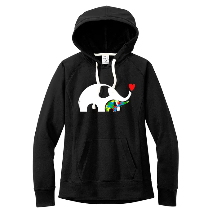 Autism Awareness Mother Baby Elephant Women's Fleece Hoodie