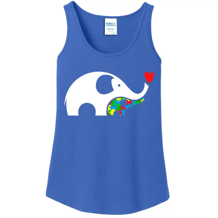 Autism Awareness Mother Baby Elephant Ladies Essential Tank