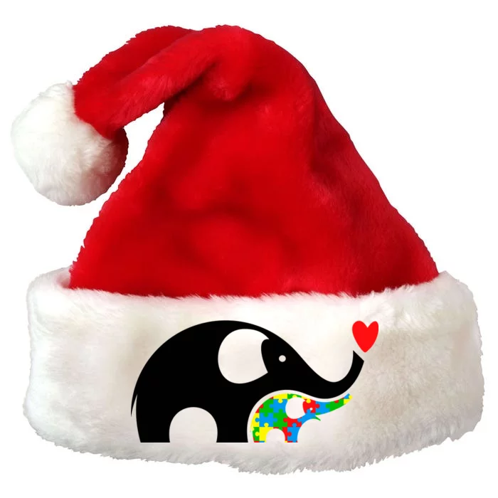 Autism Awareness Mother Baby Elephant Premium Christmas Santa Hat