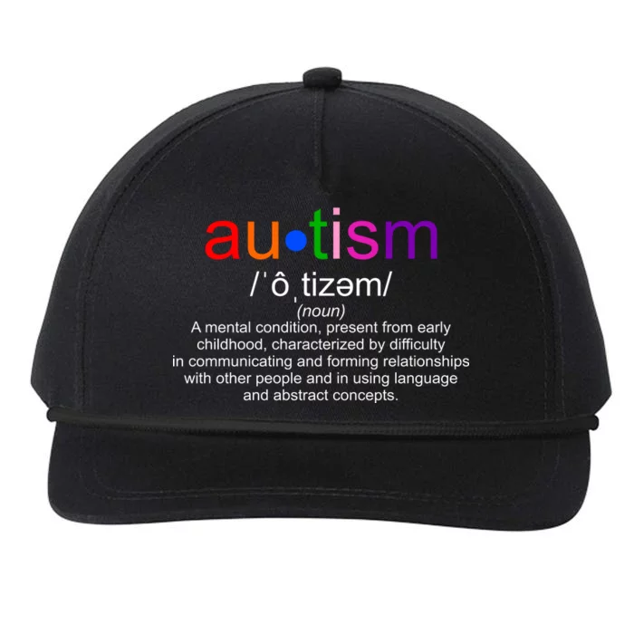 Autism Awareness Noun Definition Snapback Five-Panel Rope Hat