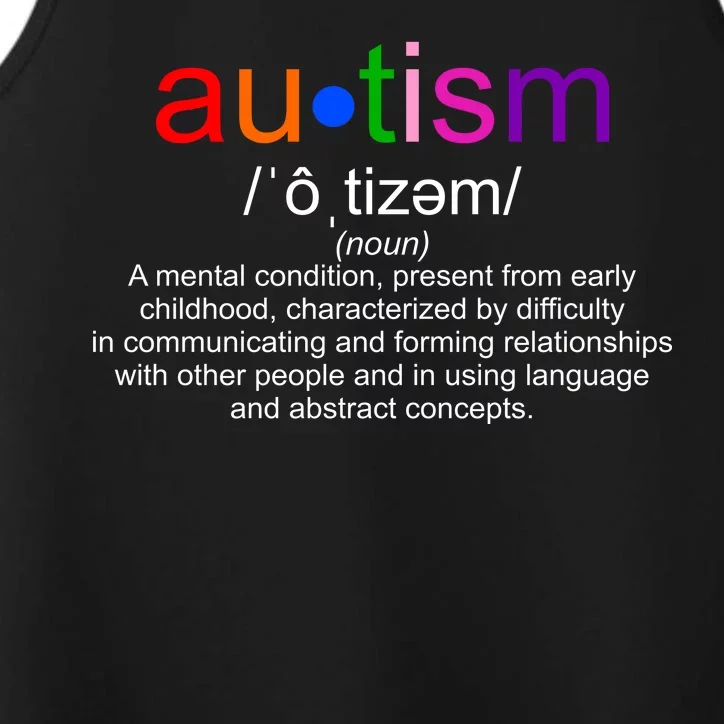 Autism Awareness Noun Definition Performance Tank