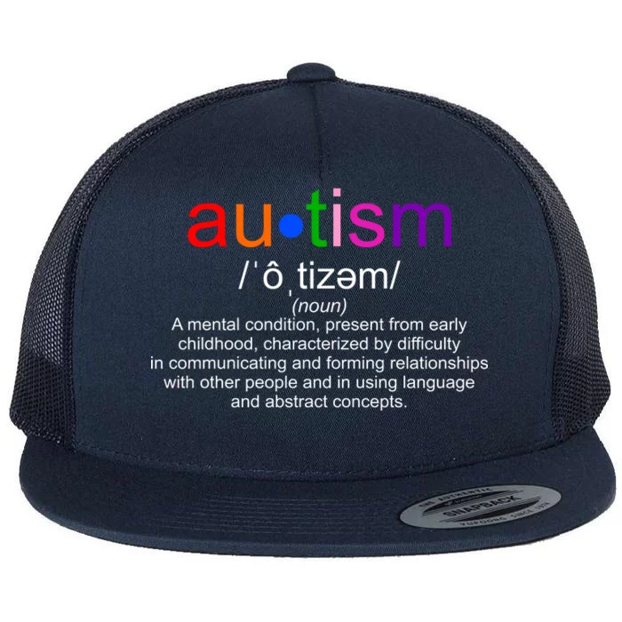 Autism Awareness Noun Definition Flat Bill Trucker Hat