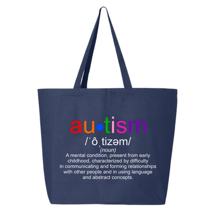 Autism Awareness Noun Definition 25L Jumbo Tote