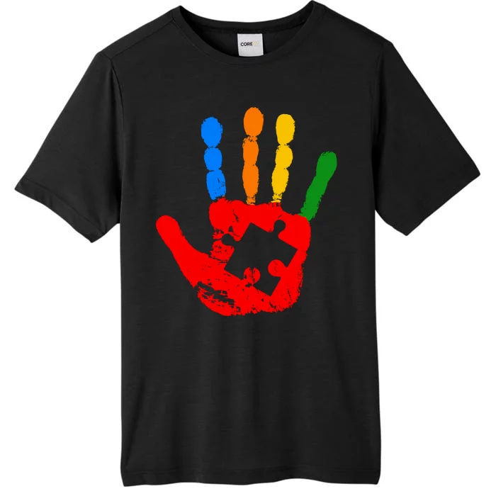 Autism Awareness Painted Hand Puzzle Piece ChromaSoft Performance T-Shirt