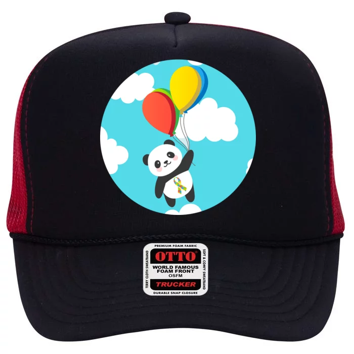 Autism Awareness Panda Bear High Crown Mesh Trucker Hat