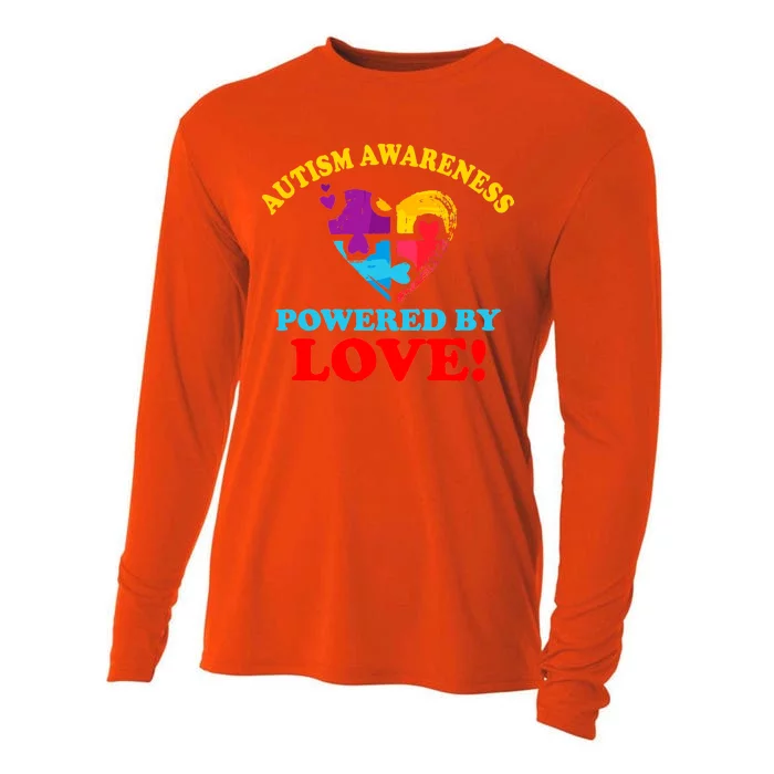 Autism Awareness Powered By Love Puzzle Heart Cooling Performance Long Sleeve Crew