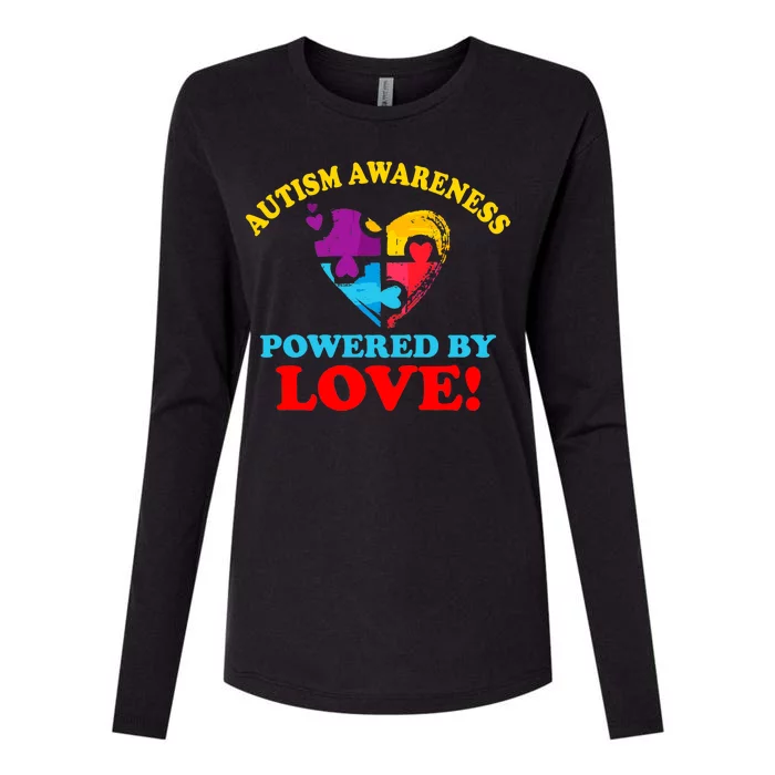 Autism Awareness Powered By Love Puzzle Heart Womens Cotton Relaxed Long Sleeve T-Shirt