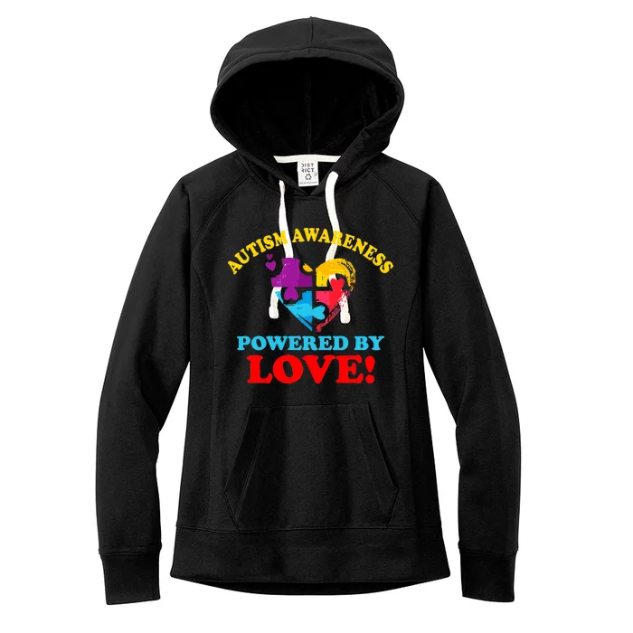 Autism Awareness Powered By Love Puzzle Heart Women's Fleece Hoodie