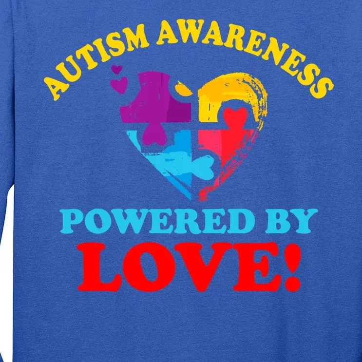 Autism Awareness Powered By Love Puzzle Heart Long Sleeve Shirt