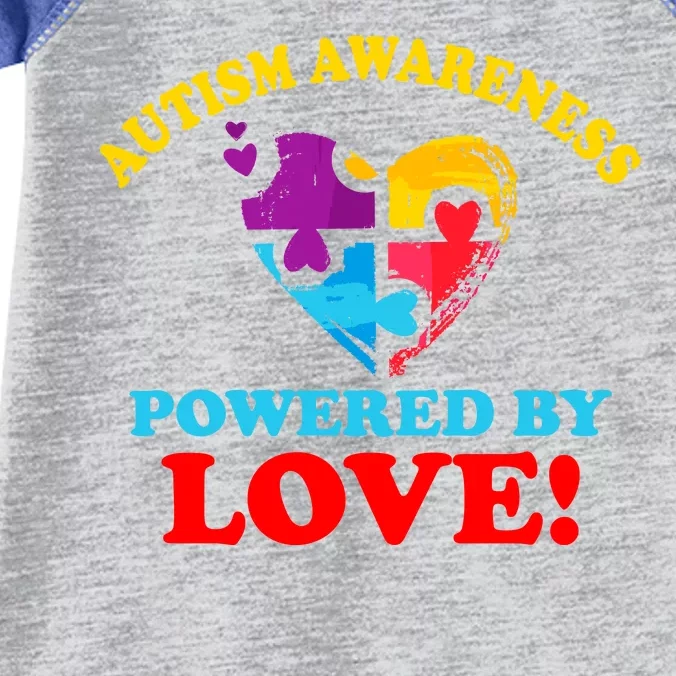 Autism Awareness Powered By Love Puzzle Heart Infant Baby Jersey Bodysuit