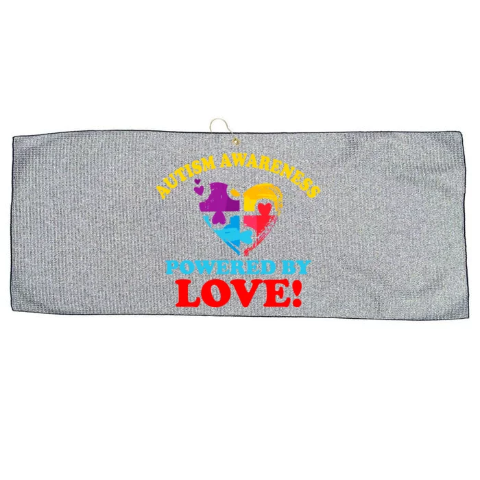 Autism Awareness Powered By Love Puzzle Heart Large Microfiber Waffle Golf Towel