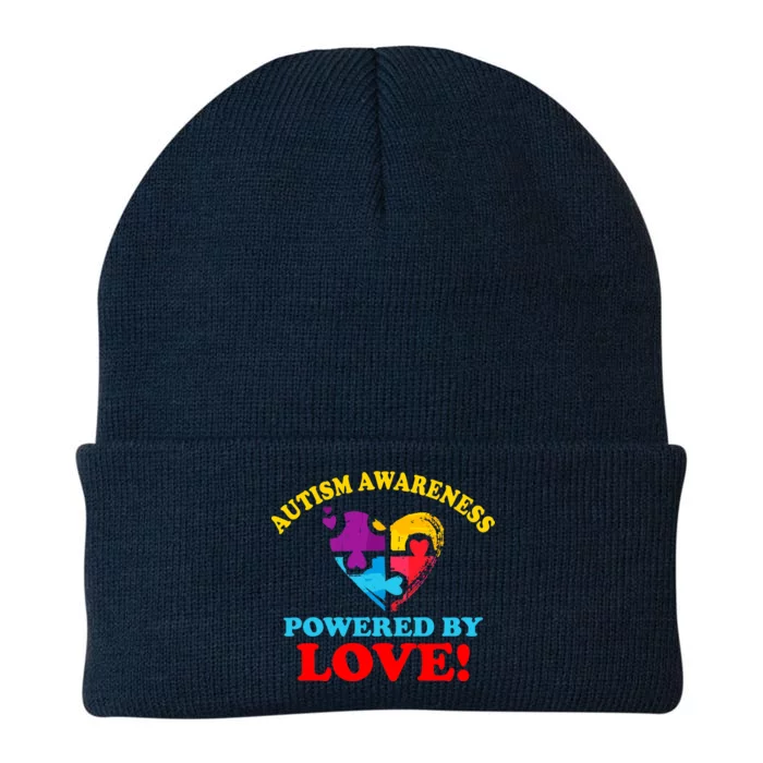 Autism Awareness Powered By Love Puzzle Heart Knit Cap Winter Beanie