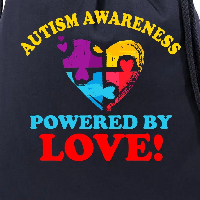 Autism Awareness Powered By Love Puzzle Heart Drawstring Bag