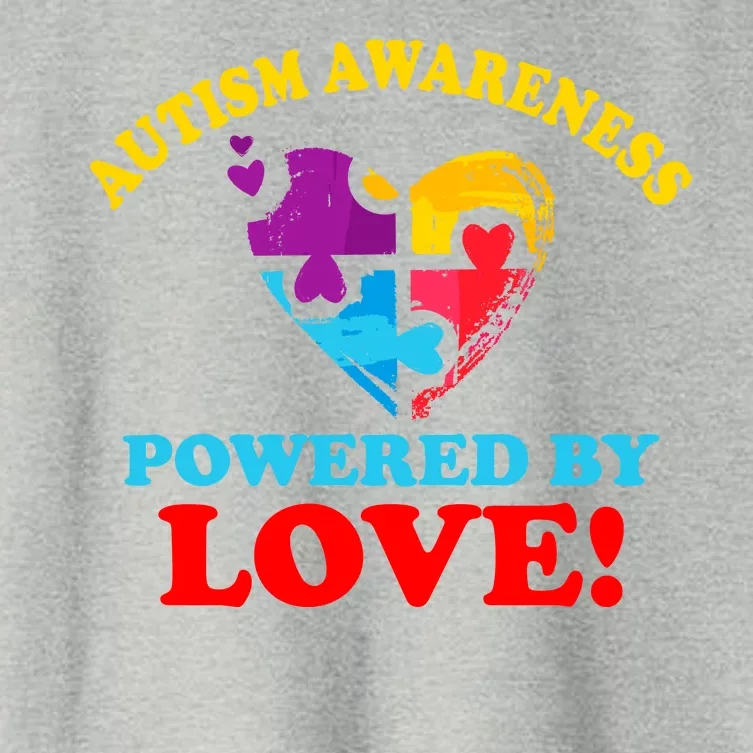 Autism Awareness Powered By Love Puzzle Heart Women's Crop Top Tee