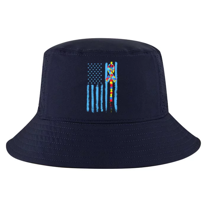 Autism Awareness Puzzle American Flag Cool Comfort Performance Bucket Hat