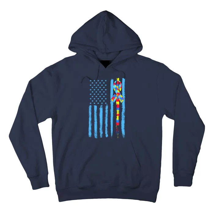 Autism Awareness Puzzle American Flag Hoodie