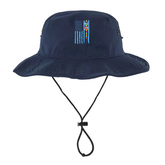 Autism Awareness Puzzle American Flag Legacy Cool Fit Booney Bucket Hat