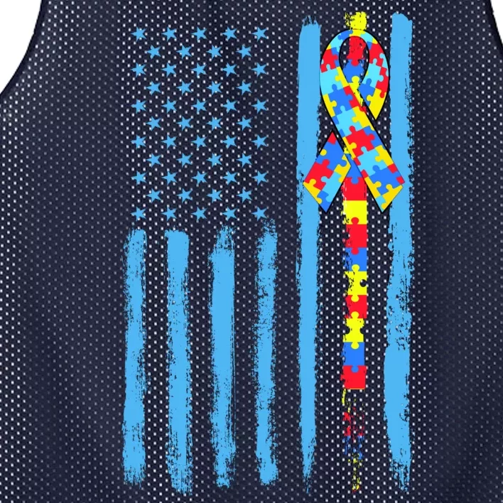 Autism Awareness Puzzle American Flag Mesh Reversible Basketball Jersey Tank