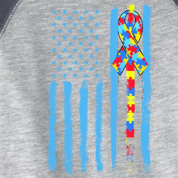 Autism Awareness Puzzle American Flag Toddler Fine Jersey T-Shirt